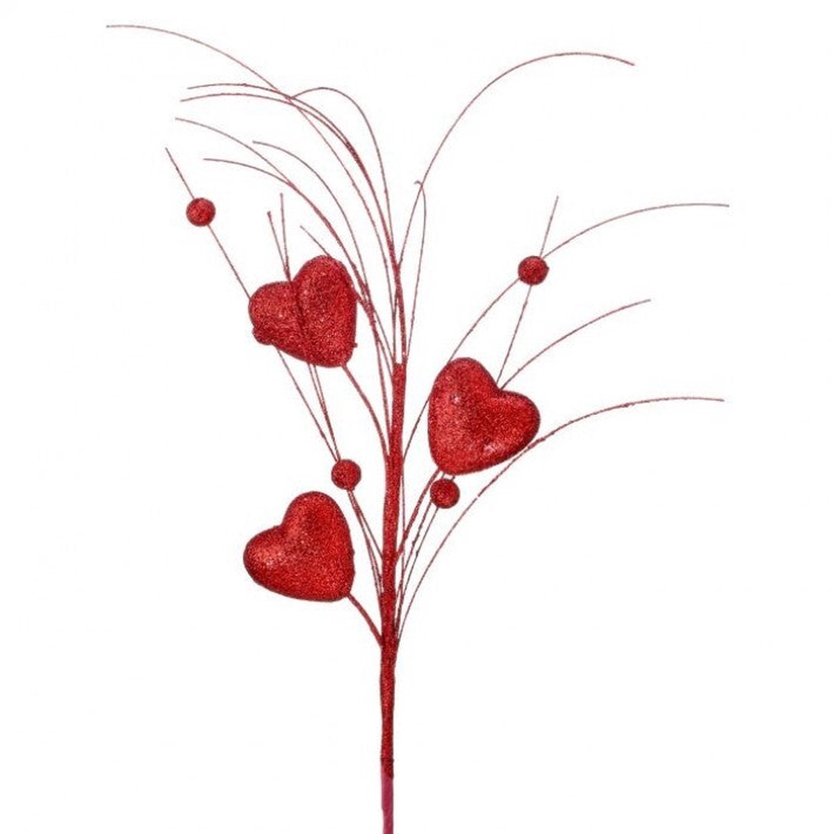 Glitter Heart W/ Rain Spray x3, 13" (Red)