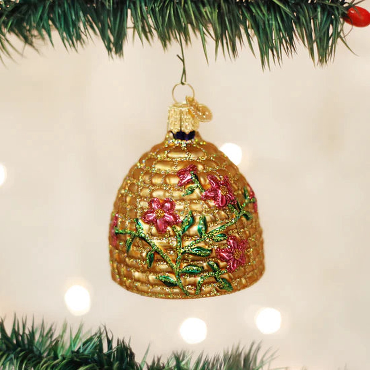 Bee Skep Ornament, 2.75"