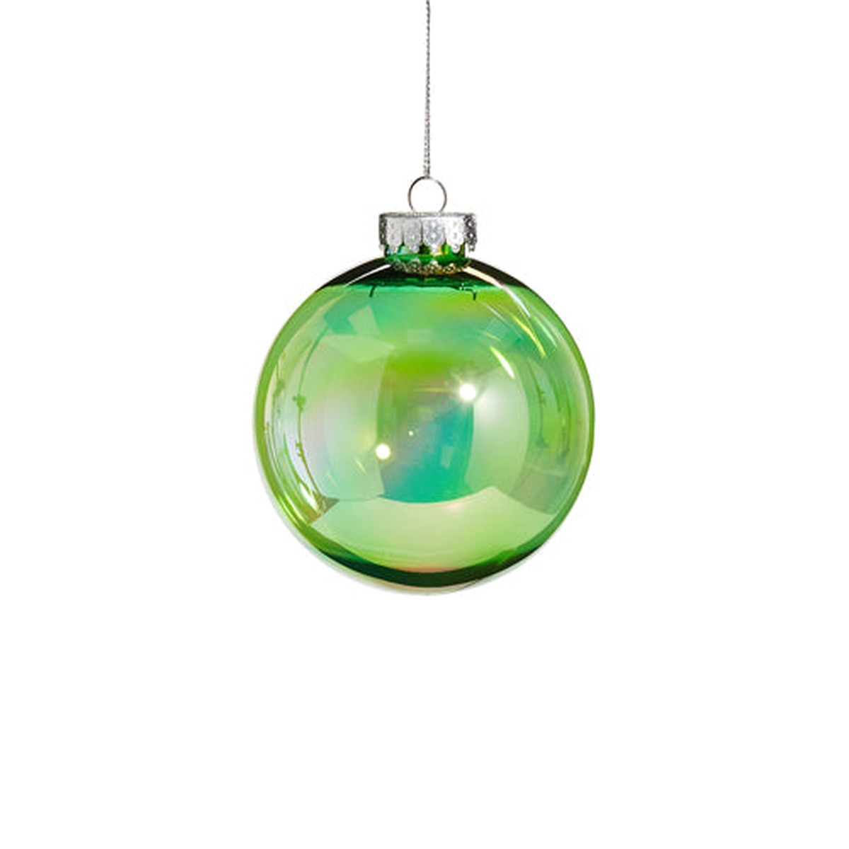 Bright Green Seamless Iridescent Ball Ornament, 4"