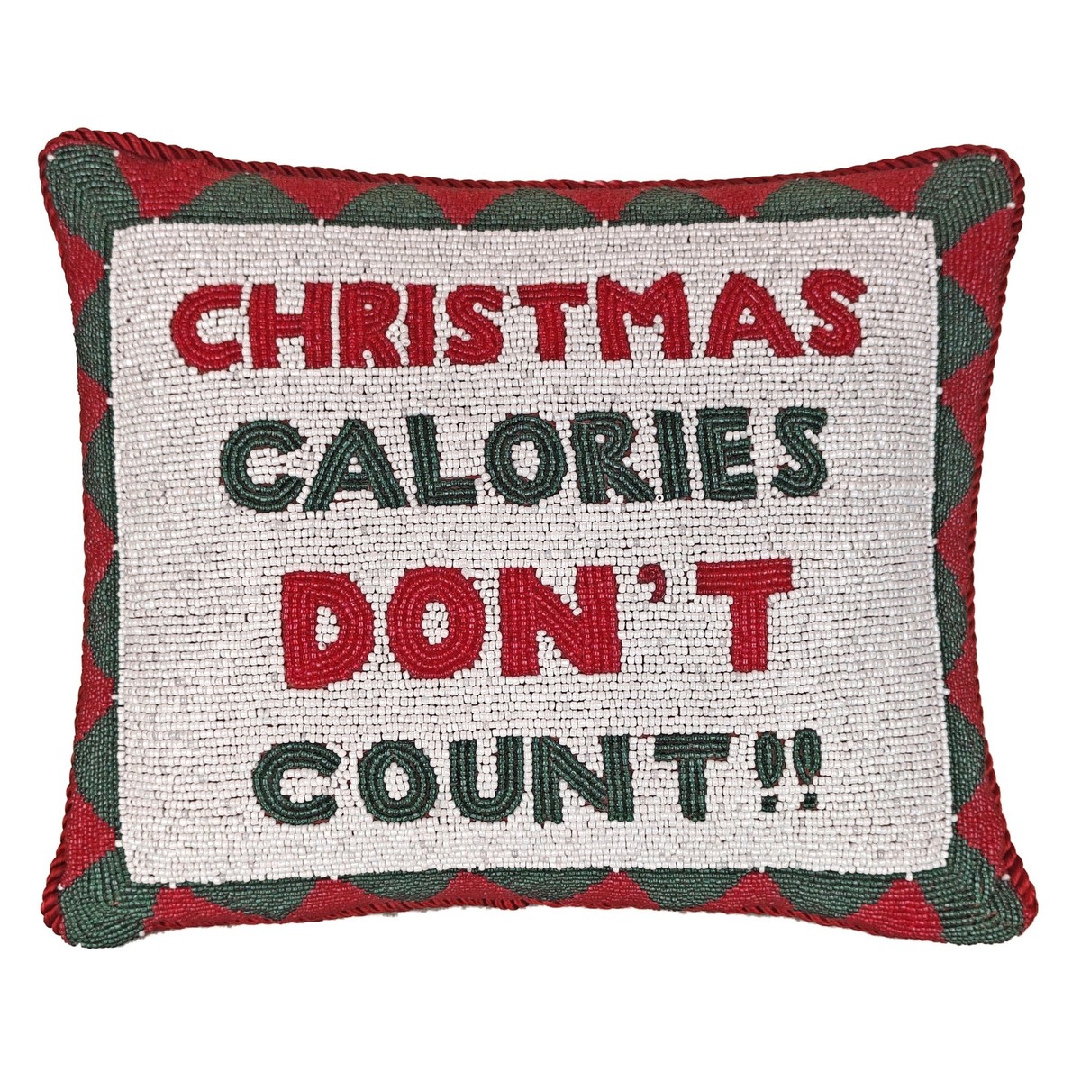 "Christmas Calories Don't Count" Beaded Pillow, 10x12