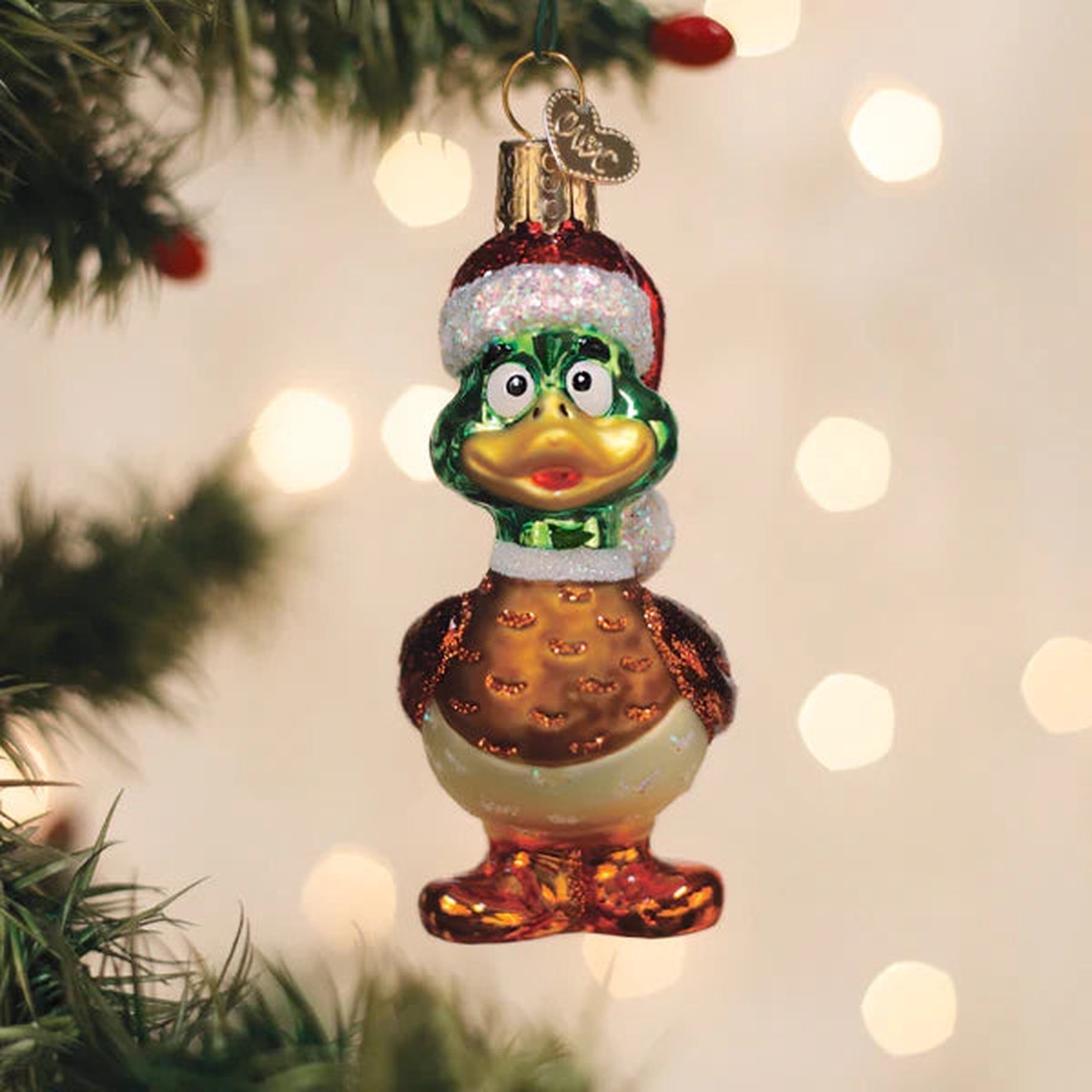 Silly Santa Duck Ornament, 3.75"