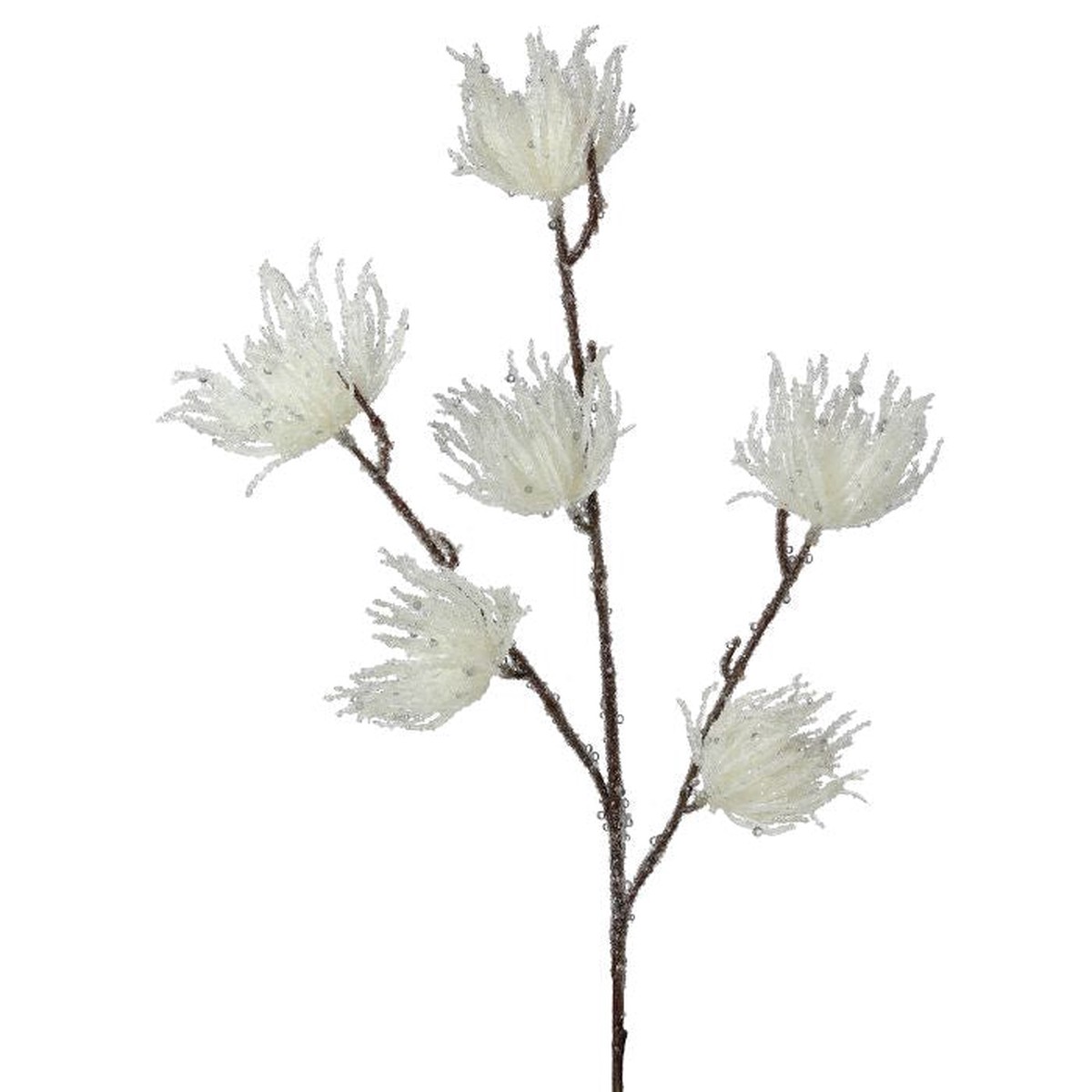 Metallic Iced Thistle Spray, 27" (White)