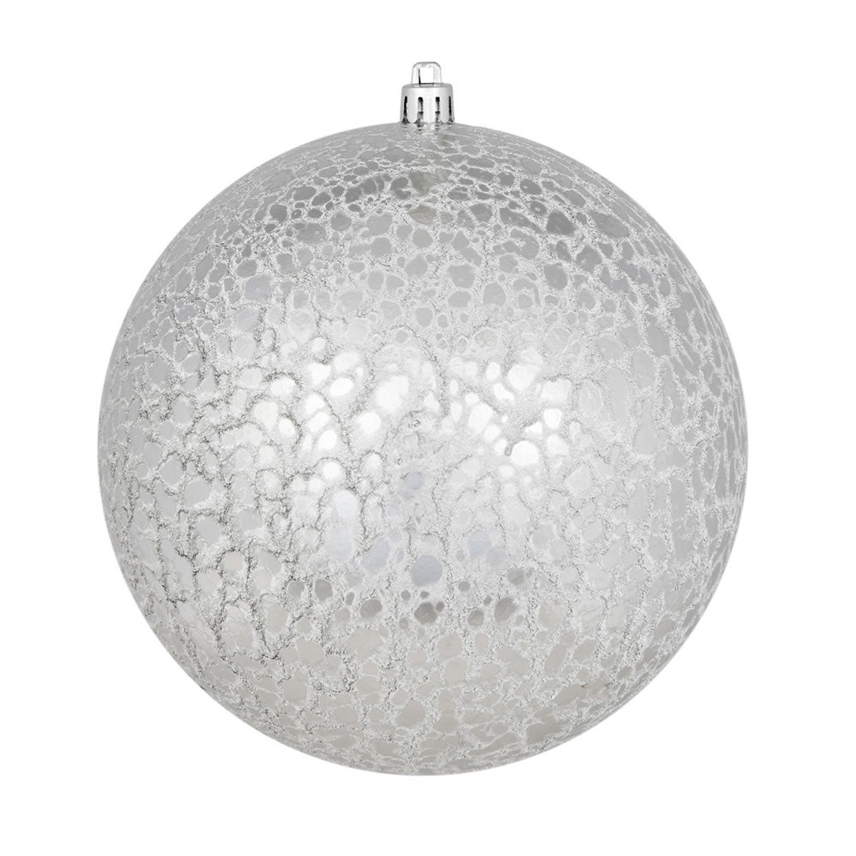 Shatterproof Silver Cracked Ball Ornament, 4" (100MM)