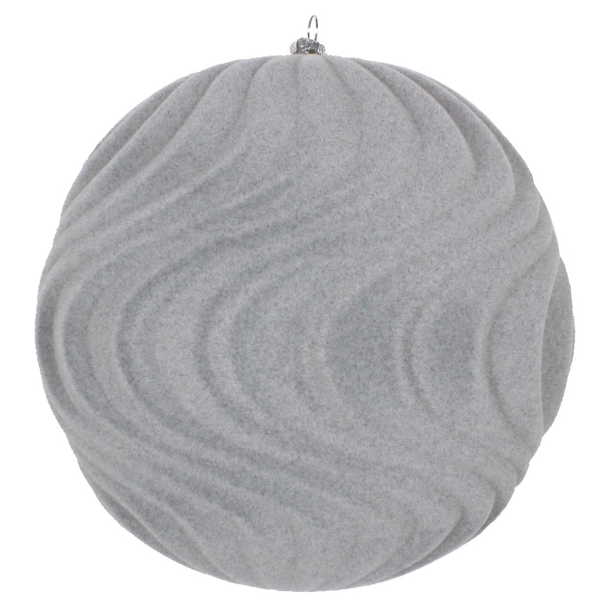 Shatterproof Water Ripples Gray Flock Ball Ornament, 6" (150MM)