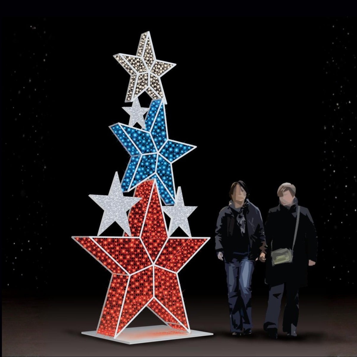 Stacked Stars Display (Photo Opp), 11' H X 6'W