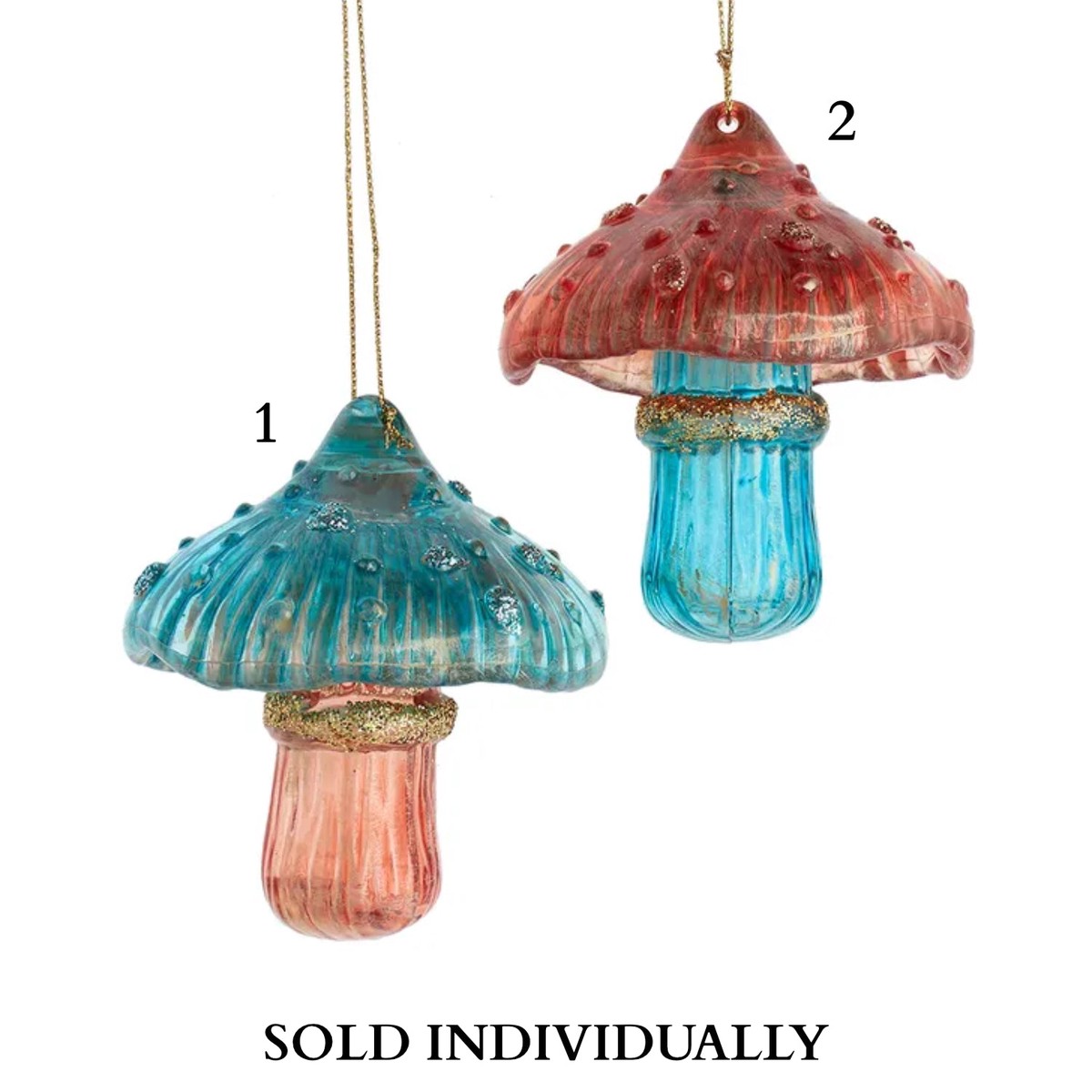 Teal & Desert Rose Mushroom Ornaments (2 Styles Sold individually)