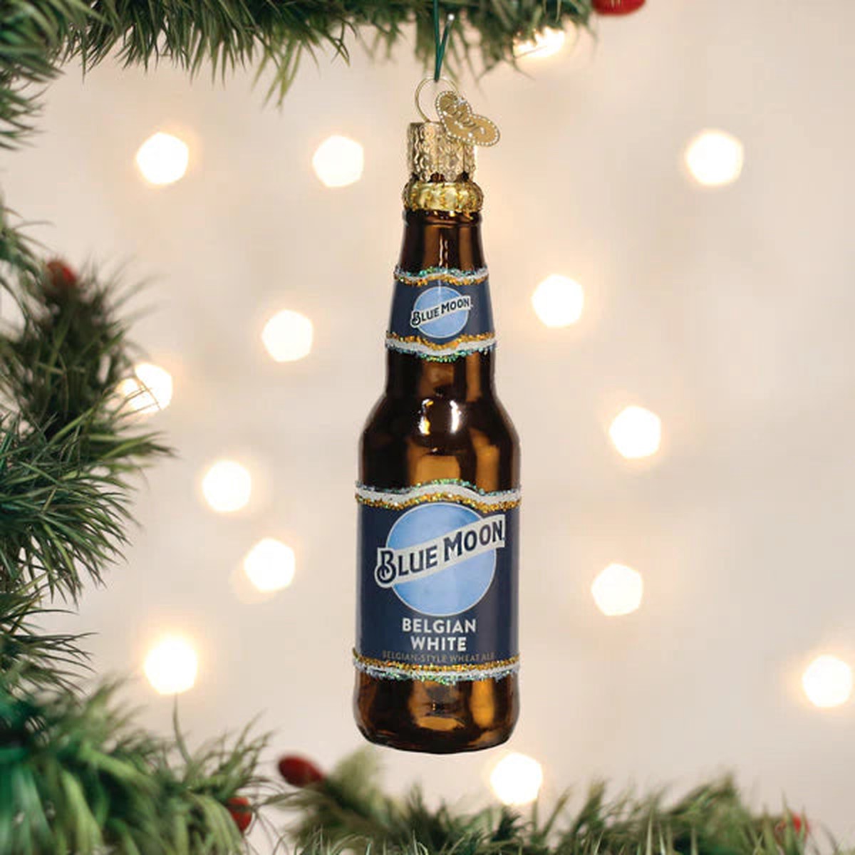 Blue Moon Bottle Ornament, 4.5"