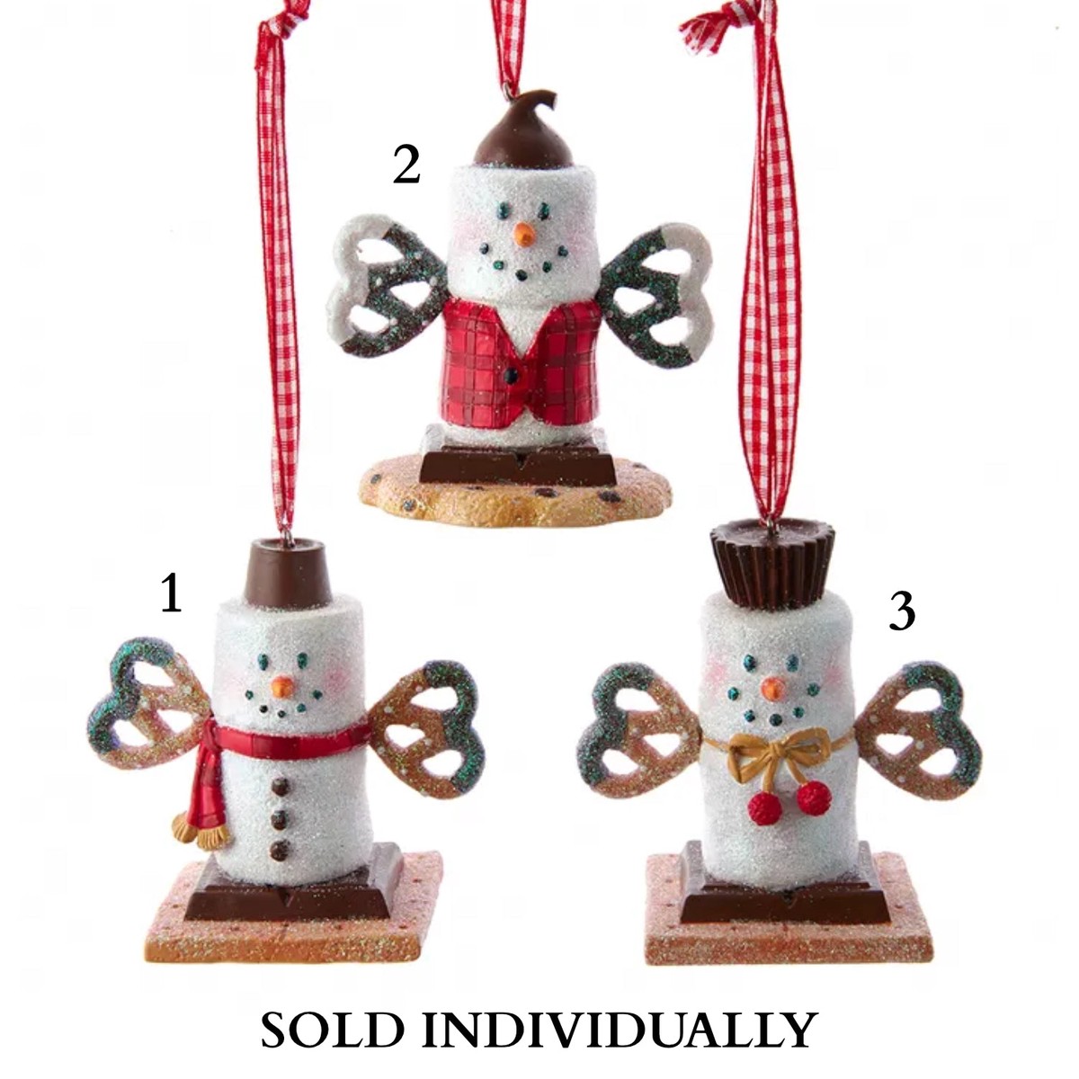Snowman S'mores With Pretzel Ornament (3 Styles Sold individually)