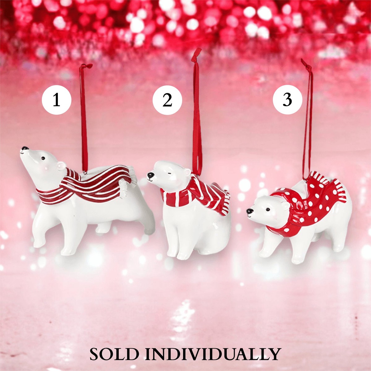 Candy Polar Bear Ornament (3 Styles - Sold Individually)