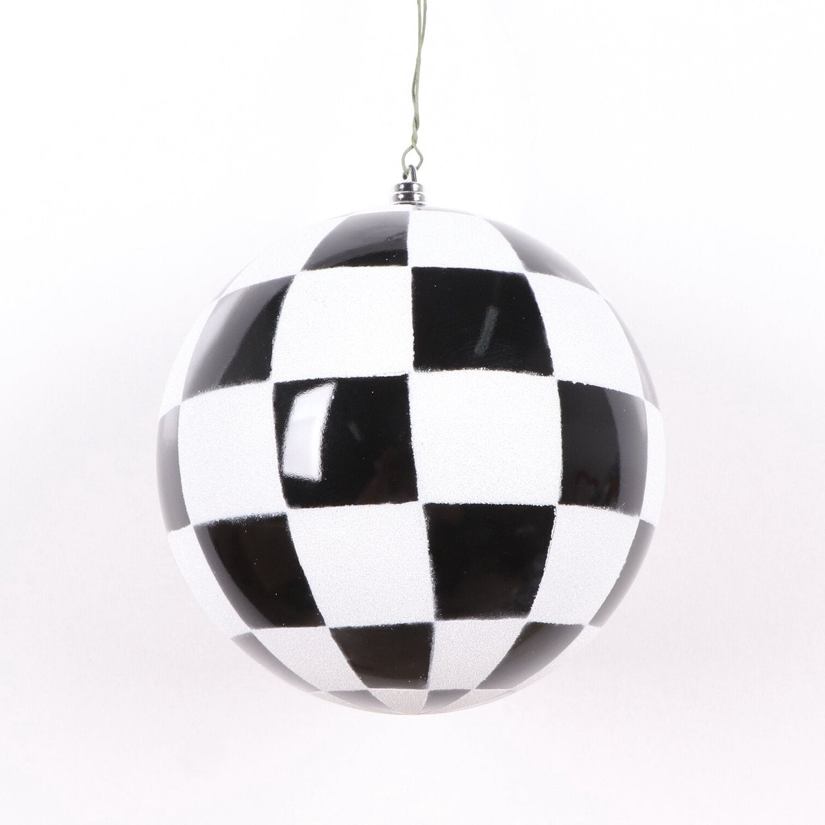 Black And White Checker Ball Ornament, 6" (150MM)