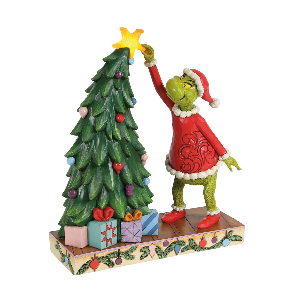 Jim Shore Grinch Pulling Tree Star Figurine, 10"
