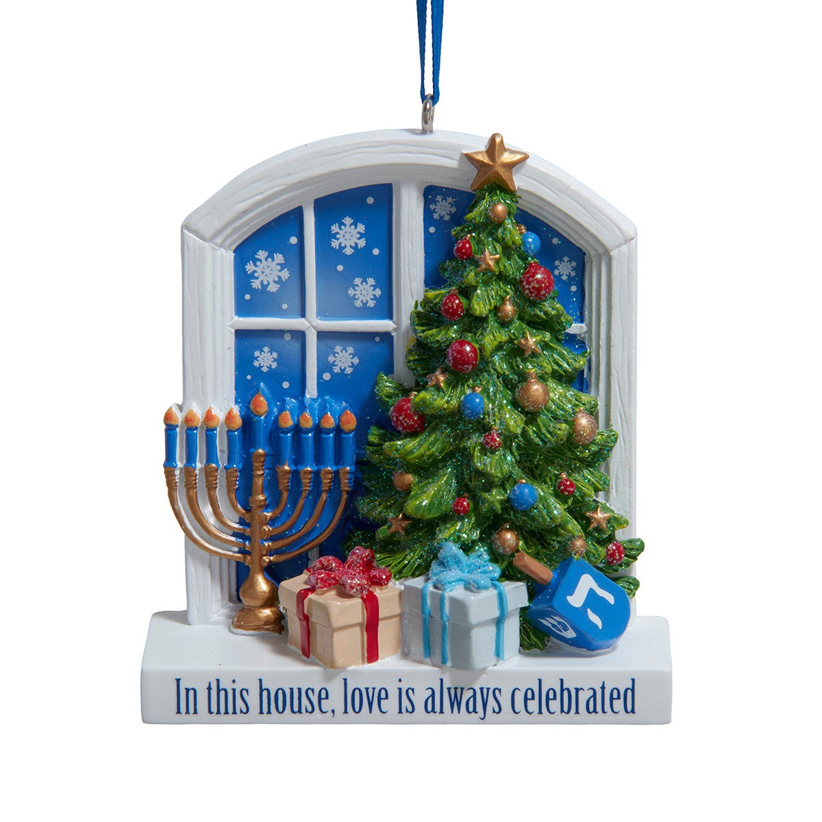 "In This House Love Is Always Celebrated" Hanukkah Ornament, 3"