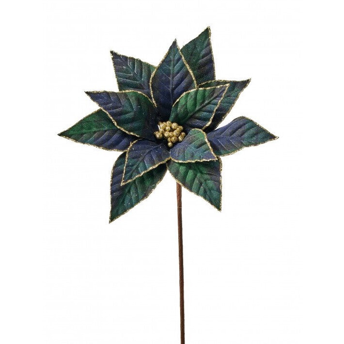 Gentlemen's Plaid Poinsettia Stem, 21" (Green Blue)