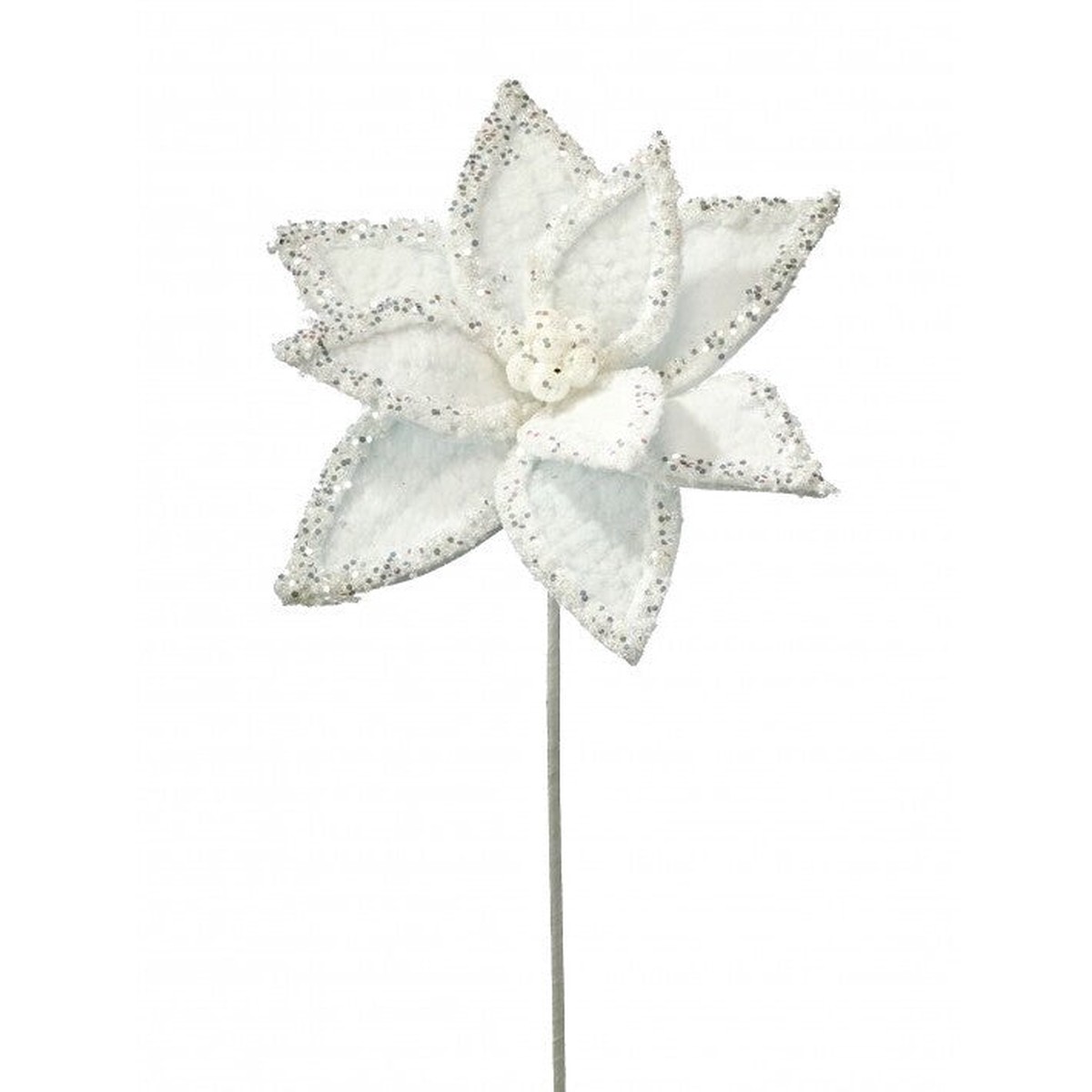 Glacier Ridge Snowy Poinsettia Stem, 21" (White Frost)
