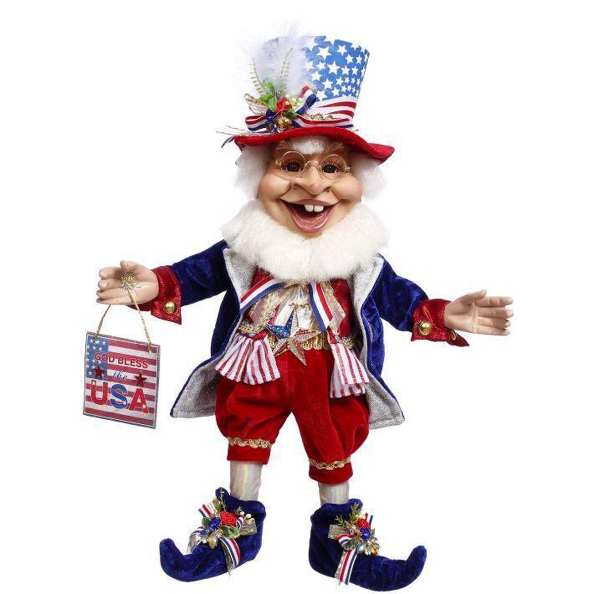 "God Bless the USA" Medium Elf Figurine, 19.5"