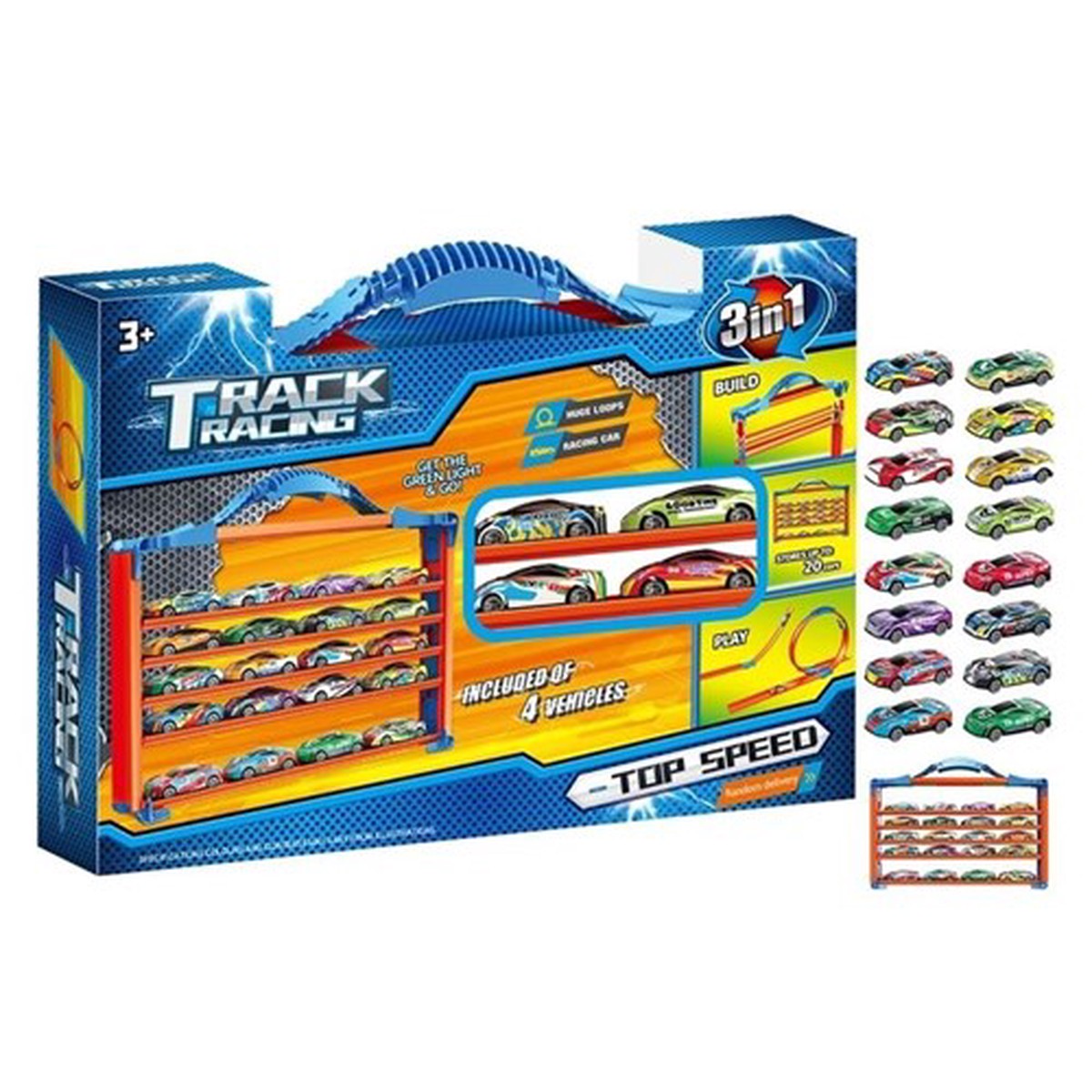 3 In 1 Track Racing Vehicles with Case 25pc