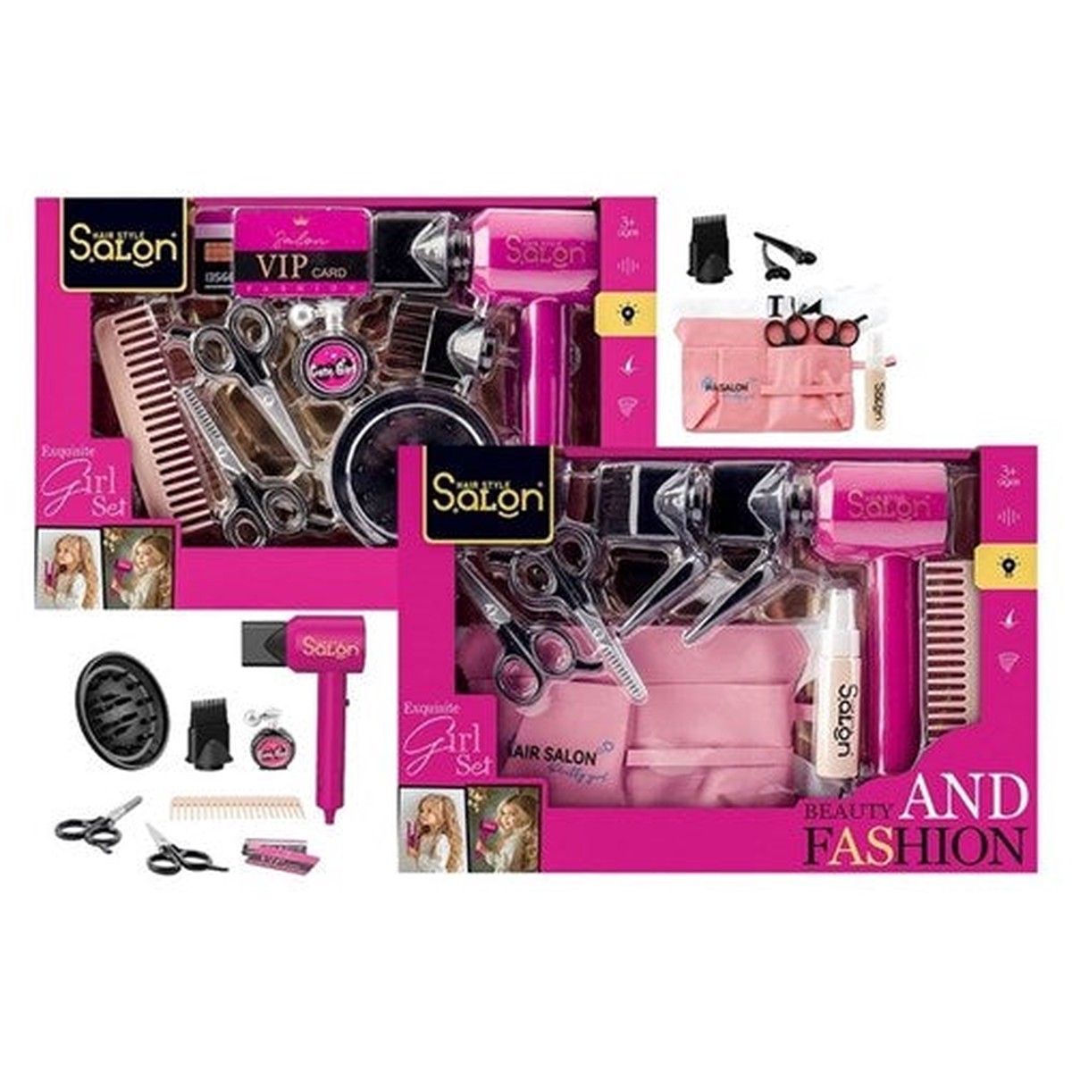 Beauty Salon Set with Dryer Battery Operated 2 Assorted