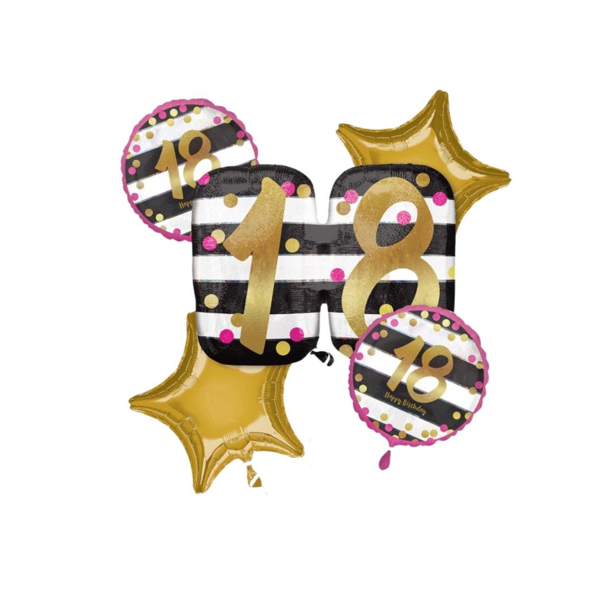 Foil Balloon Bouquet Pink & Gold Milestone 18 P75 5pk