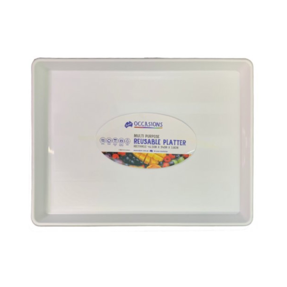 PLATTER RECTANGLE SLAB CAKE 46.5x34x3.8cm WHITE