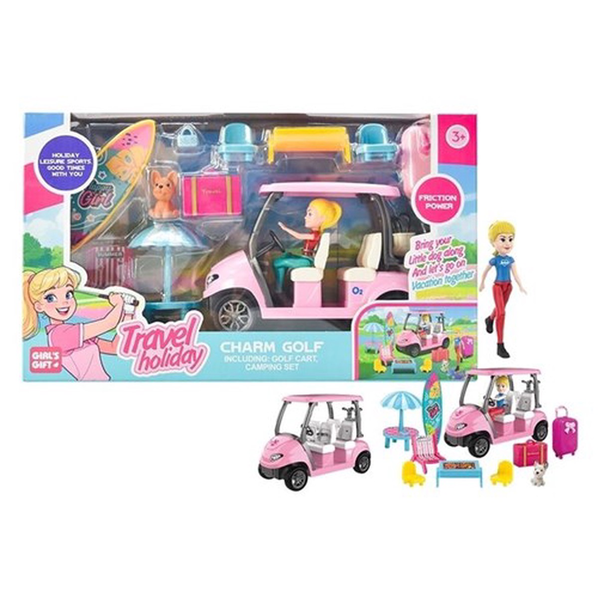 Small Doll with Golf Cart & Camping Set