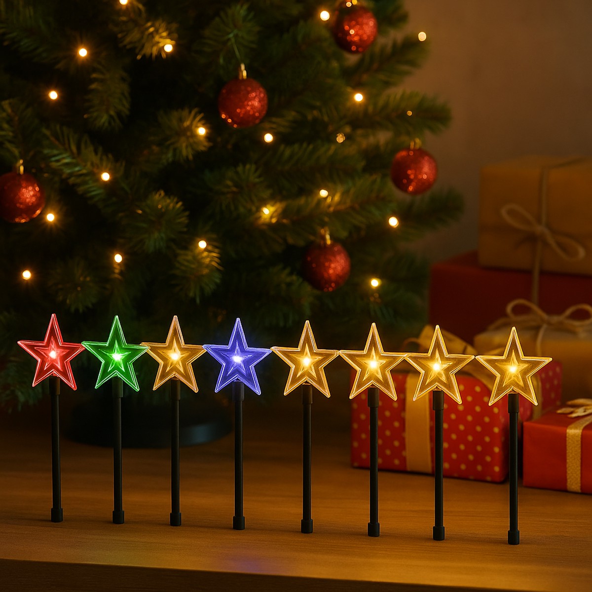 Solar LED Star Path Lights 5pk Assorted