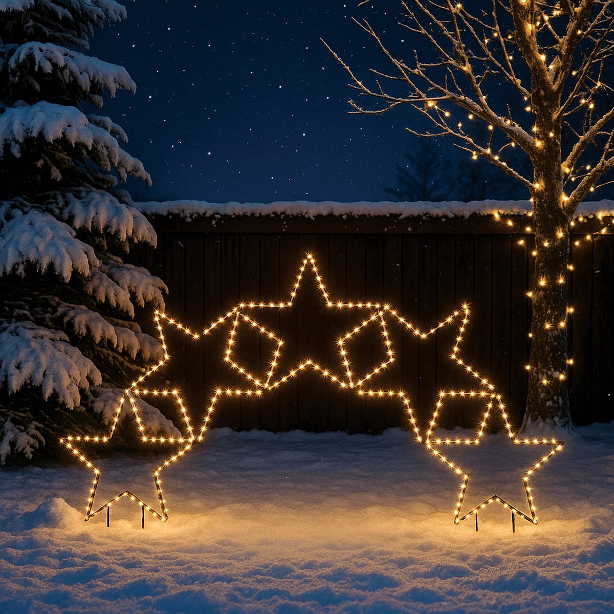 2D Lit Star Garden Arch - Warm White LED