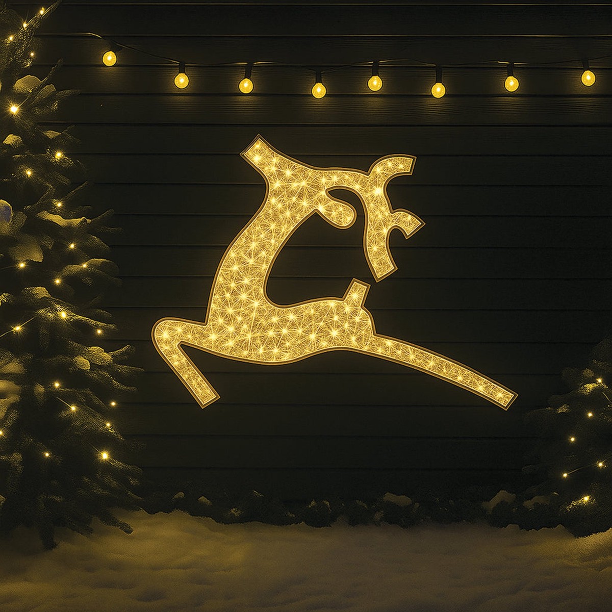 2D Mesh Flying Reindeer With Twinkle LED 1.2m - Warm White