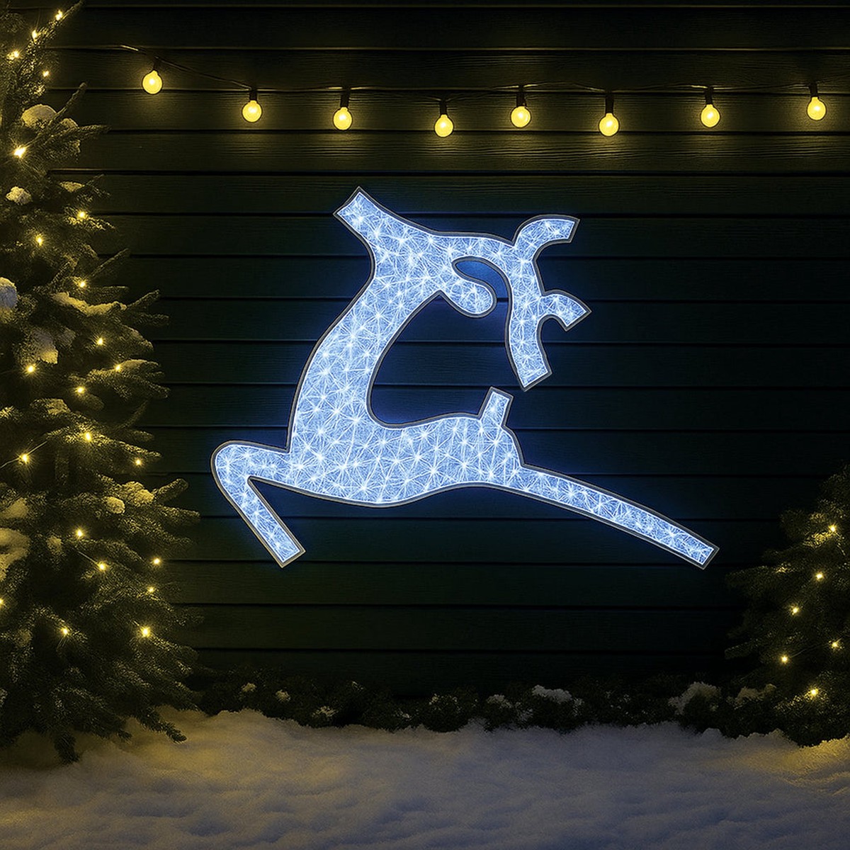 2D Mesh Flying Reindeer With Twinkle LED 1.2m - White