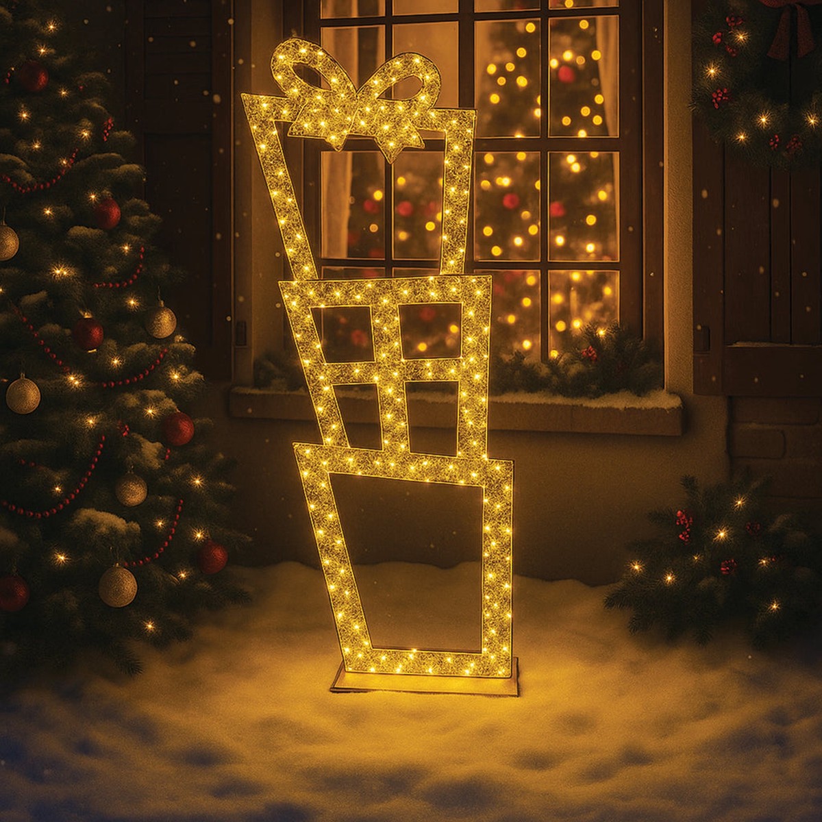 2D Mesh Stacked Presents With Twinkle LED 2m - Warm White