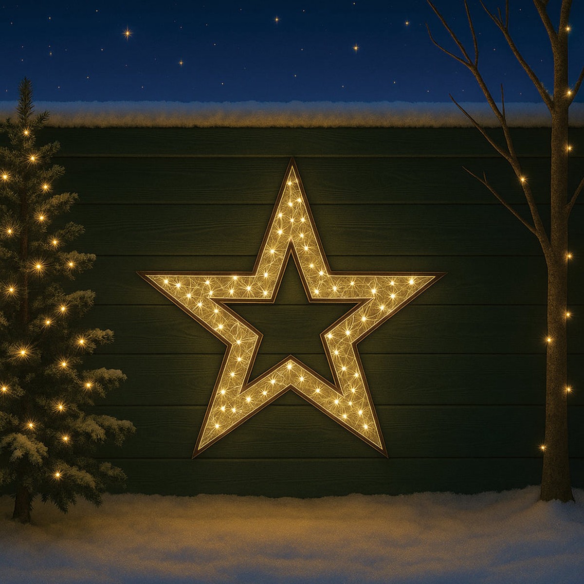 2D Mesh Star With Twinkle LED 1.2m - Warm White