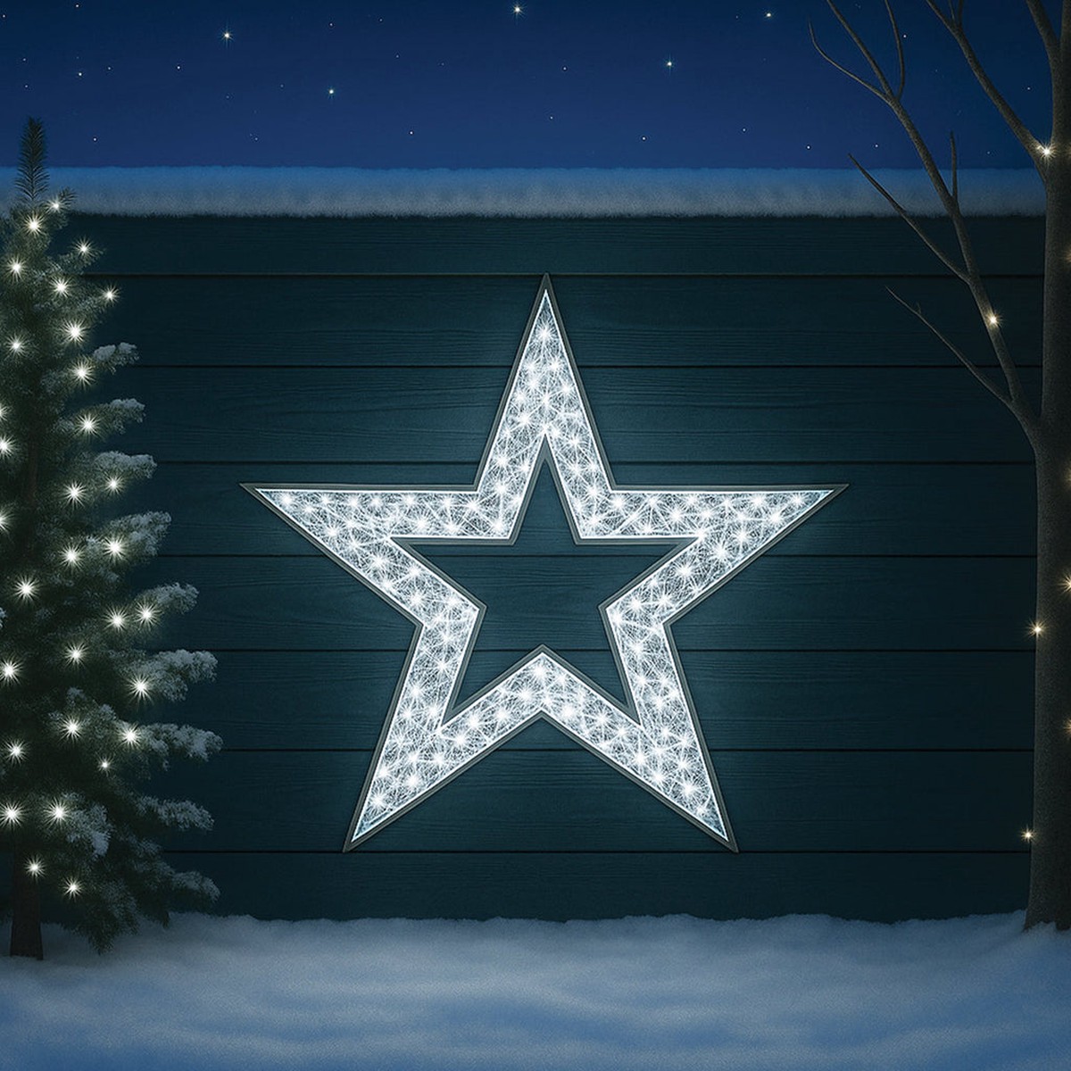 2D Mesh Star With Twinkle LED 1.2m - White