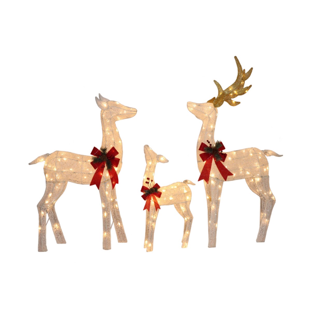 Gold Mesh LED Reindeer 120cmH Set of 3