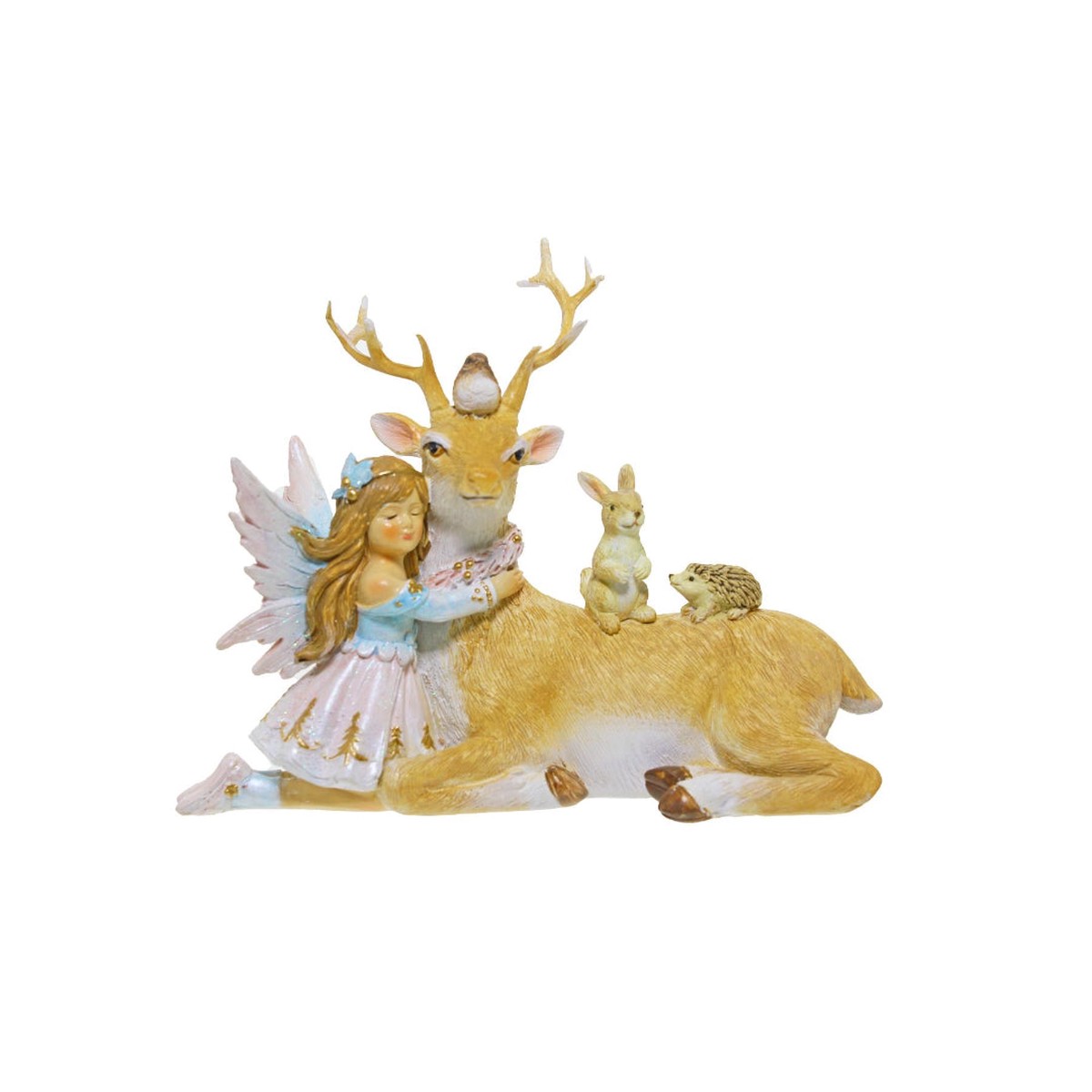 Pink/Blue Sitting Fairy & Deer