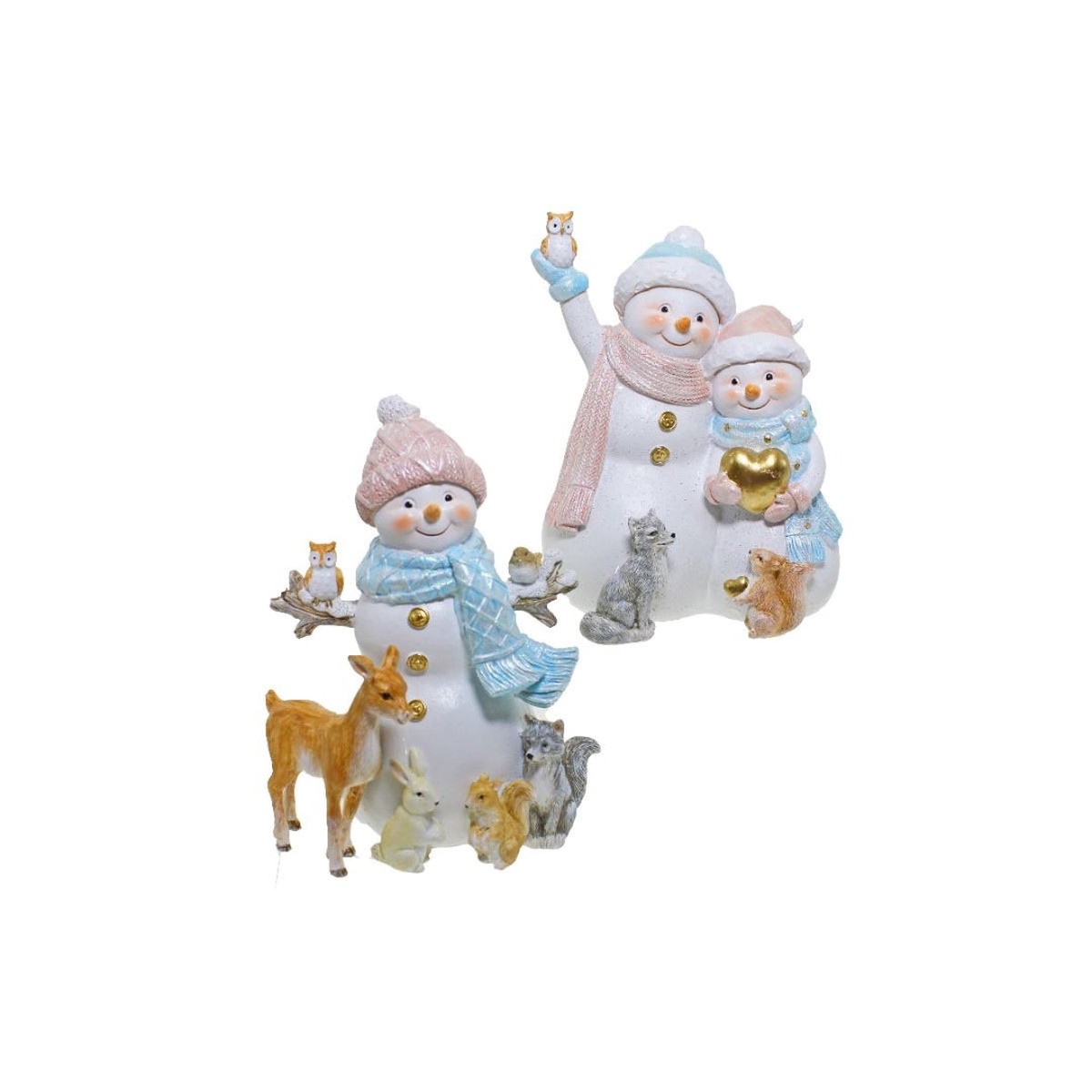 Pink/Blue Snowman Decorations 2 Assorted