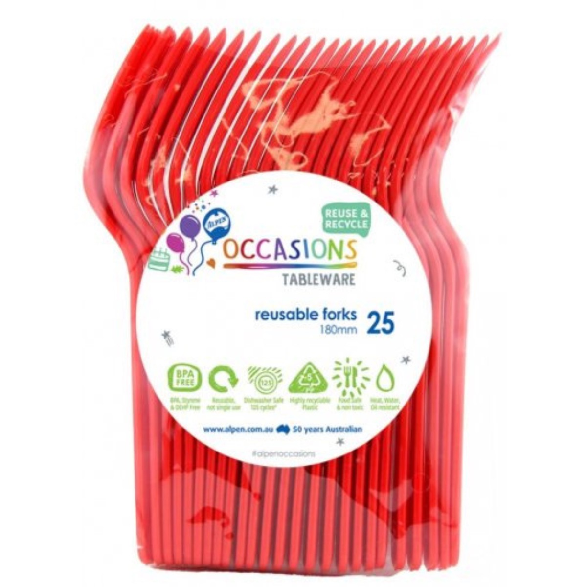 Reusable Forks Red 18cm 20Pk