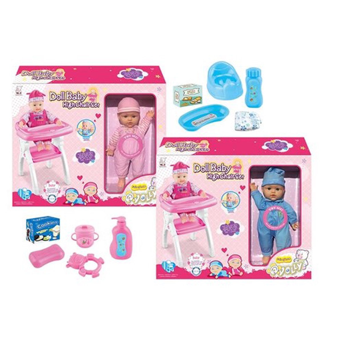 12pce Baby Doll w/High Chair & Acc