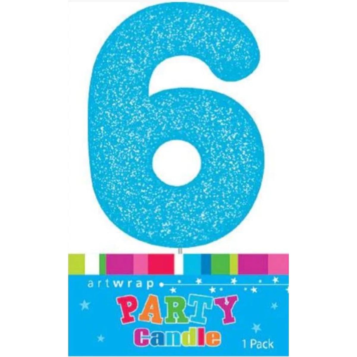 Candle Single Number Glitter - Blue 6