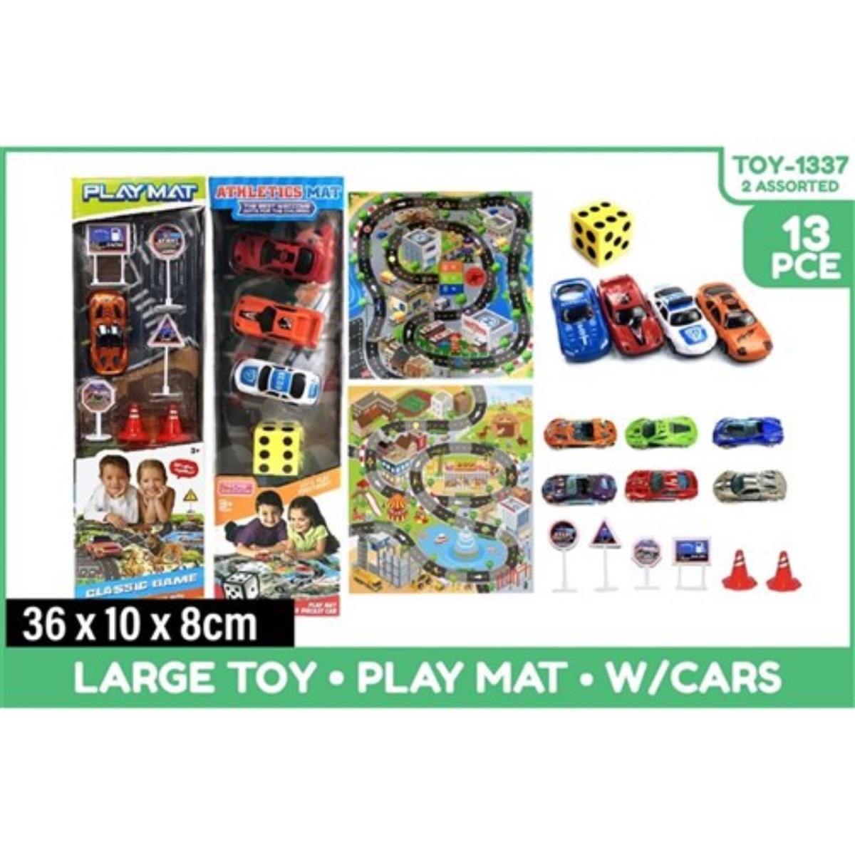 13pc Super Car Traffic PlayMat Set w/Car