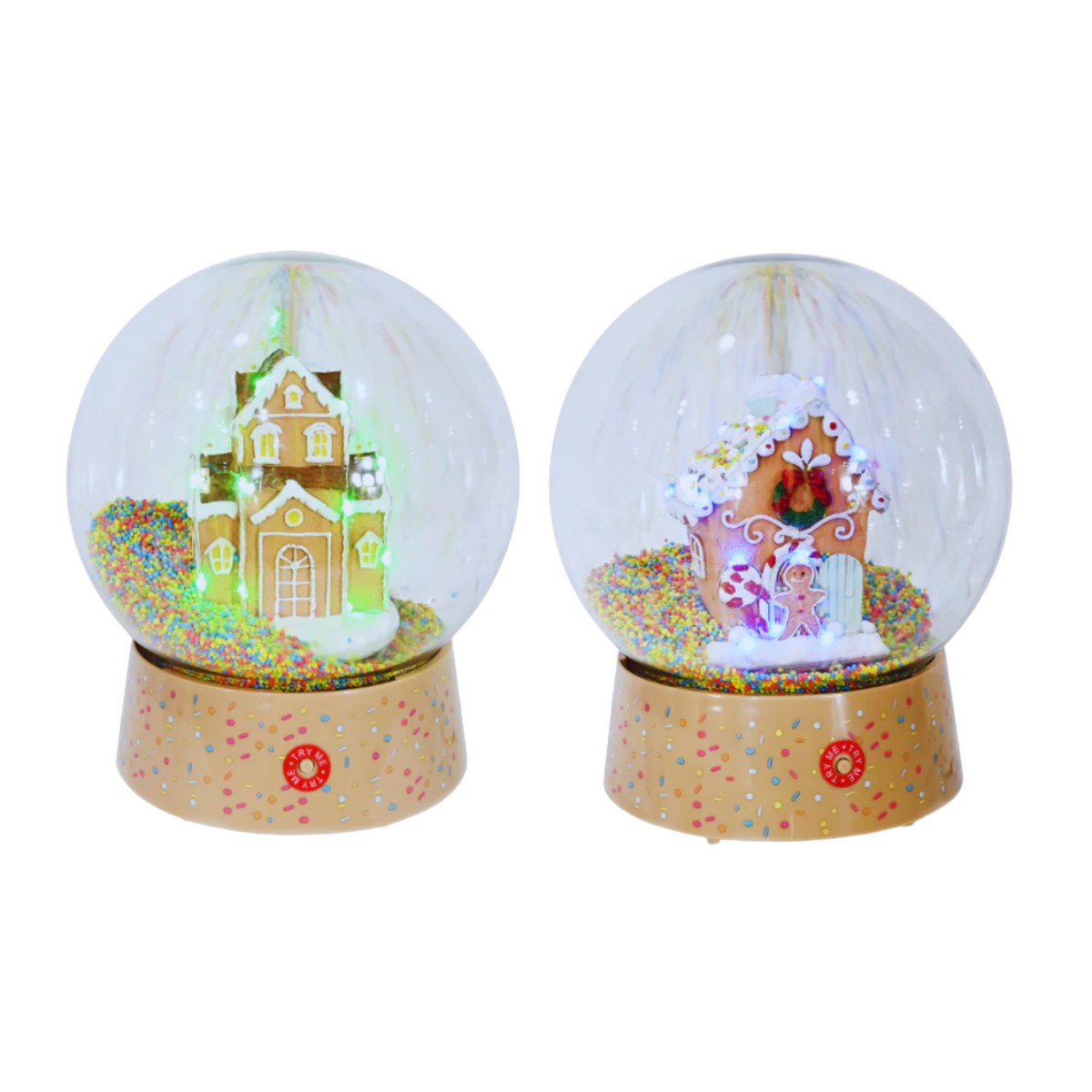 Gingerbread Spin Sprinkles Globe with Music 25cm Assorted