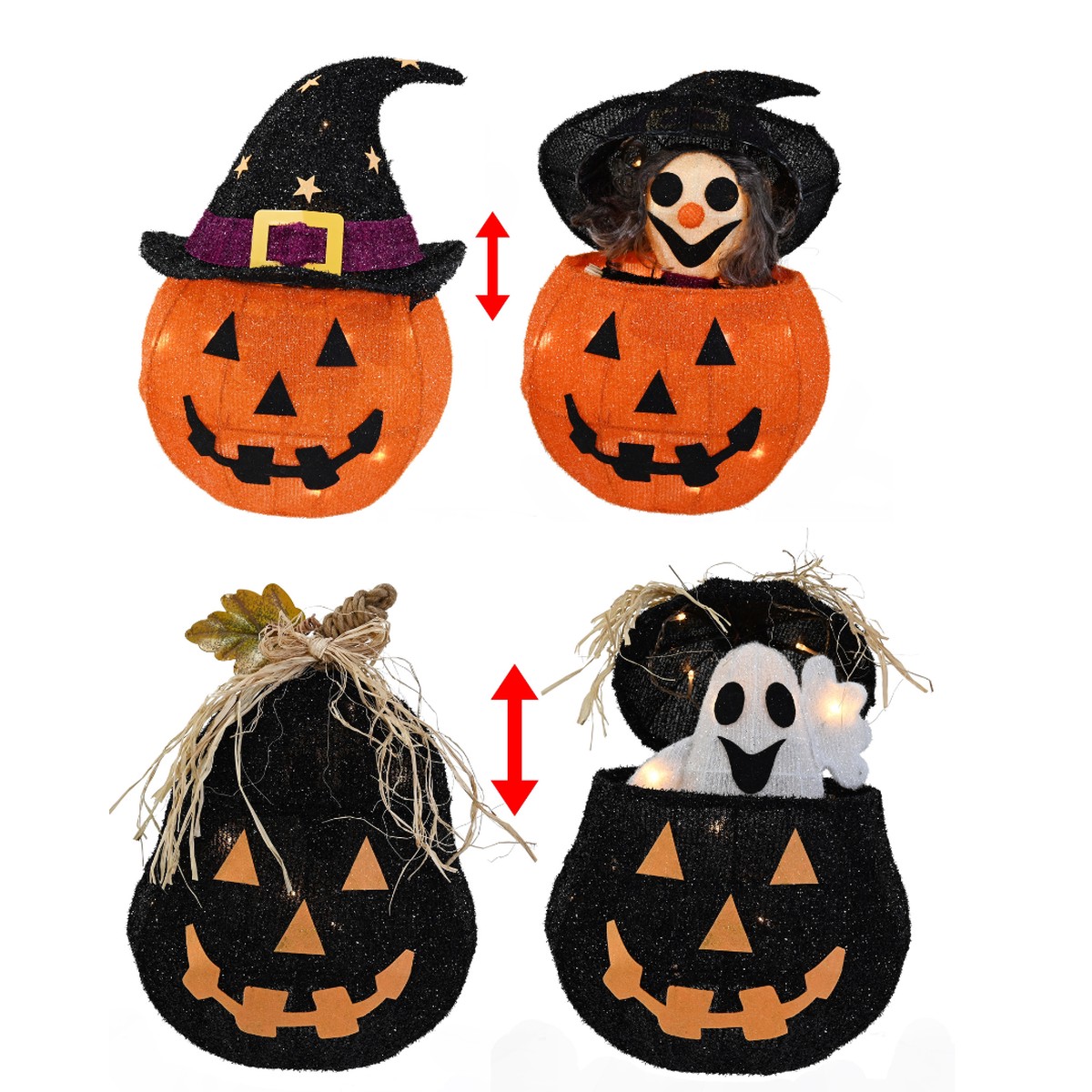 Led Pumpkin Pop Up Decoration 40Cm Asst