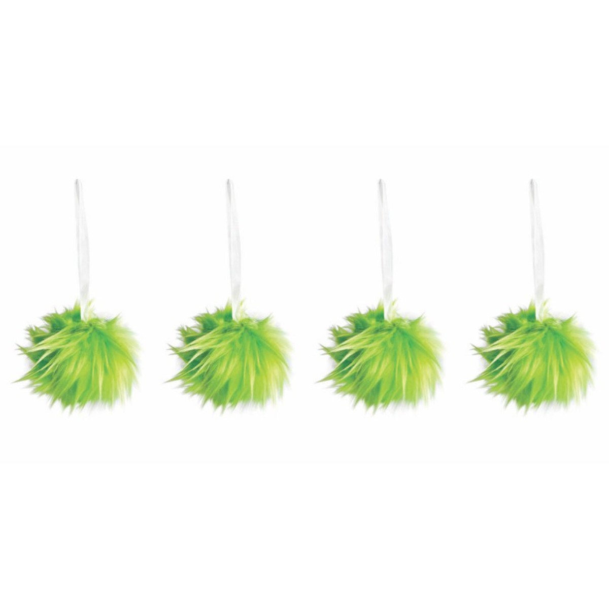 Hanging Mean Green Furry Ball 4pk