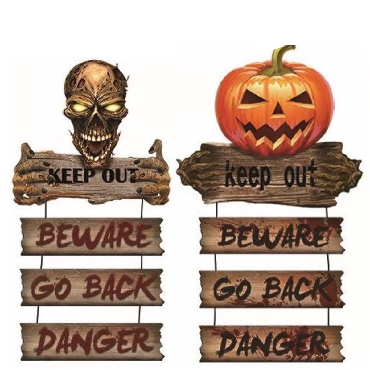 Halloween Warning Plaque 58Cm 2 Asstd