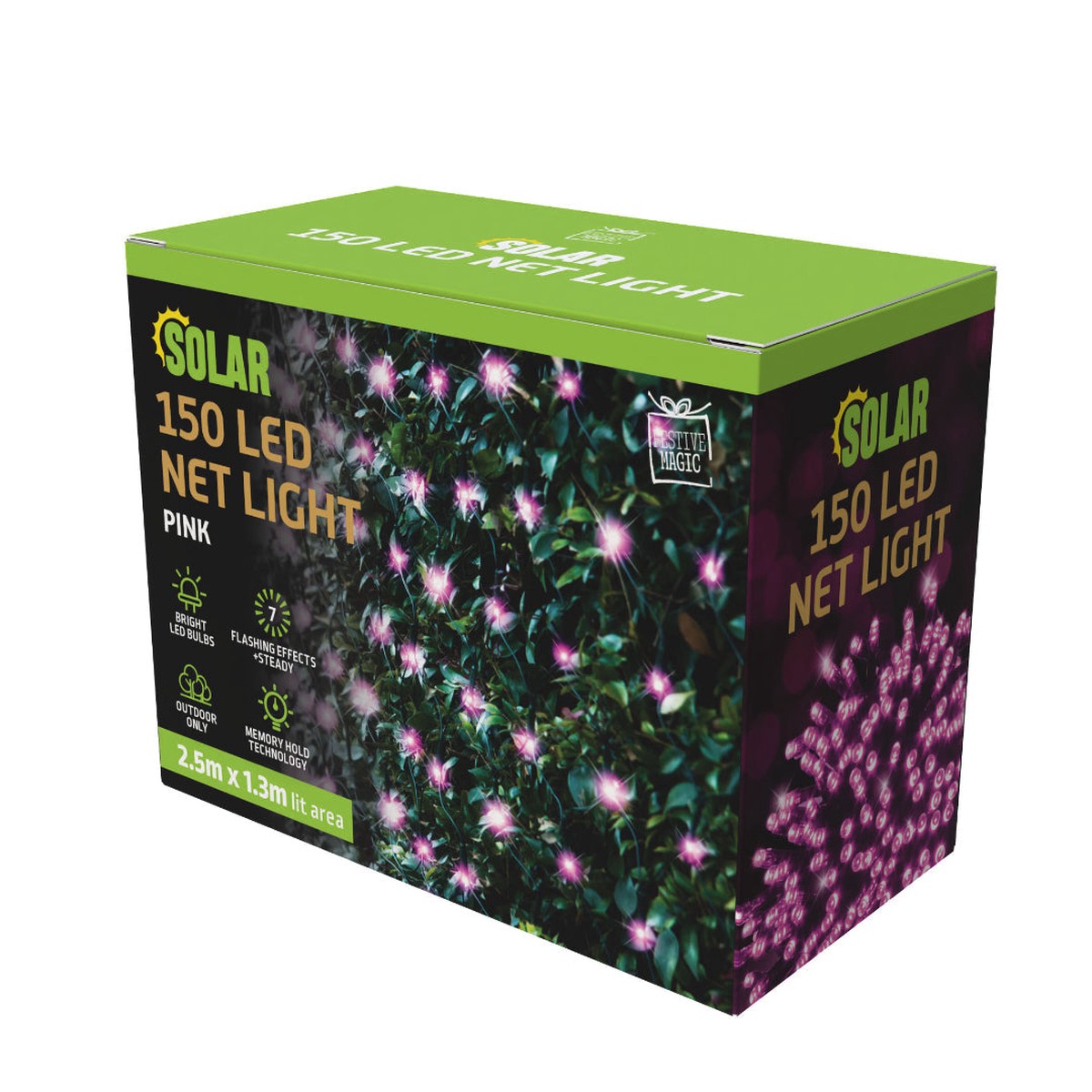 Solar LED Net Lights 150 Soft Pink