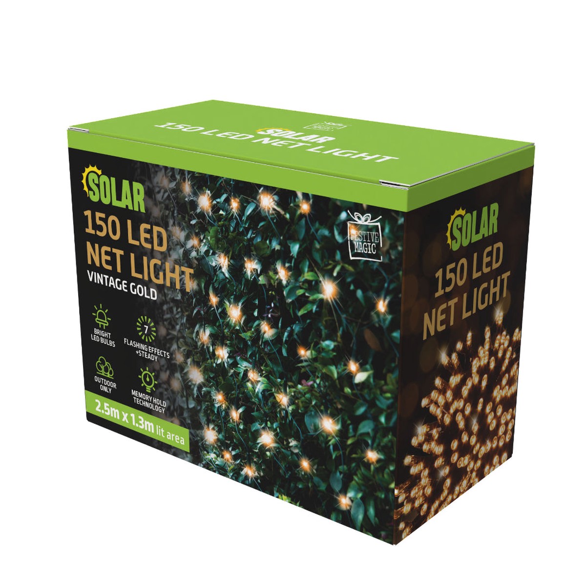 Solar LED Net Lights 150 Vintage Gold