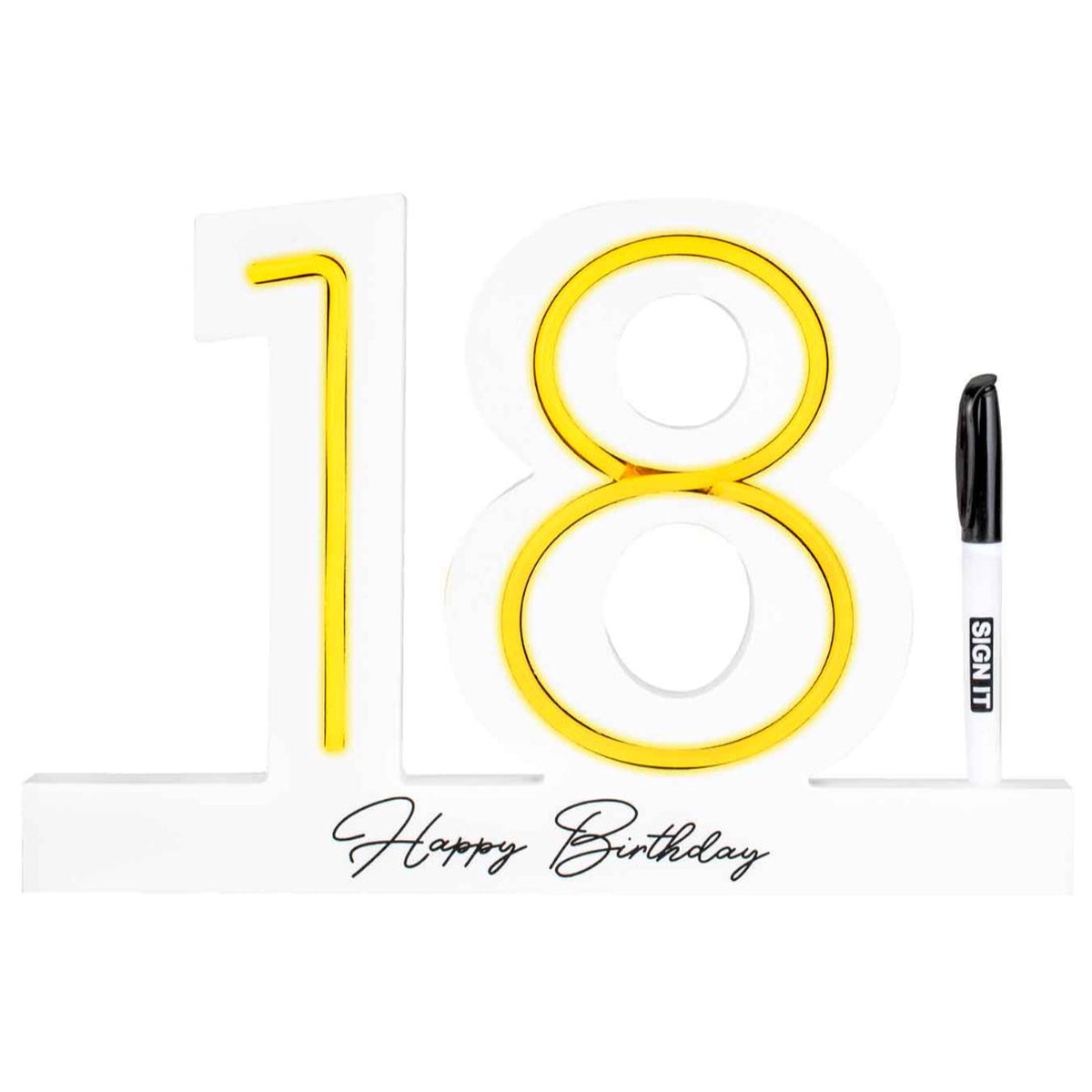 18 White Neon Led Signature Block with Marker