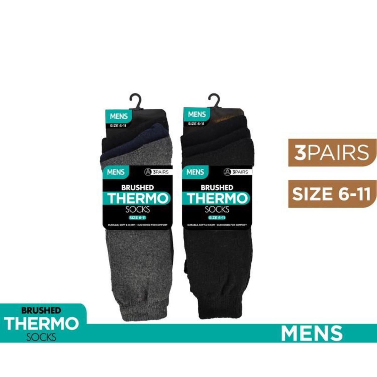 Men's Thermal plain Coloured Socks 3 Assorted