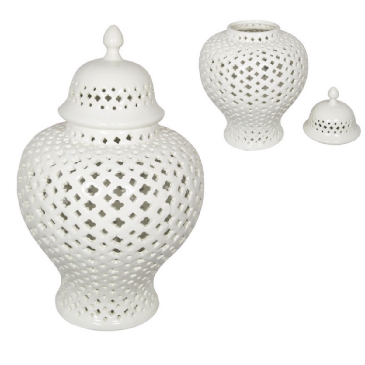 White Round Moroccan Ginger Jar 37cm