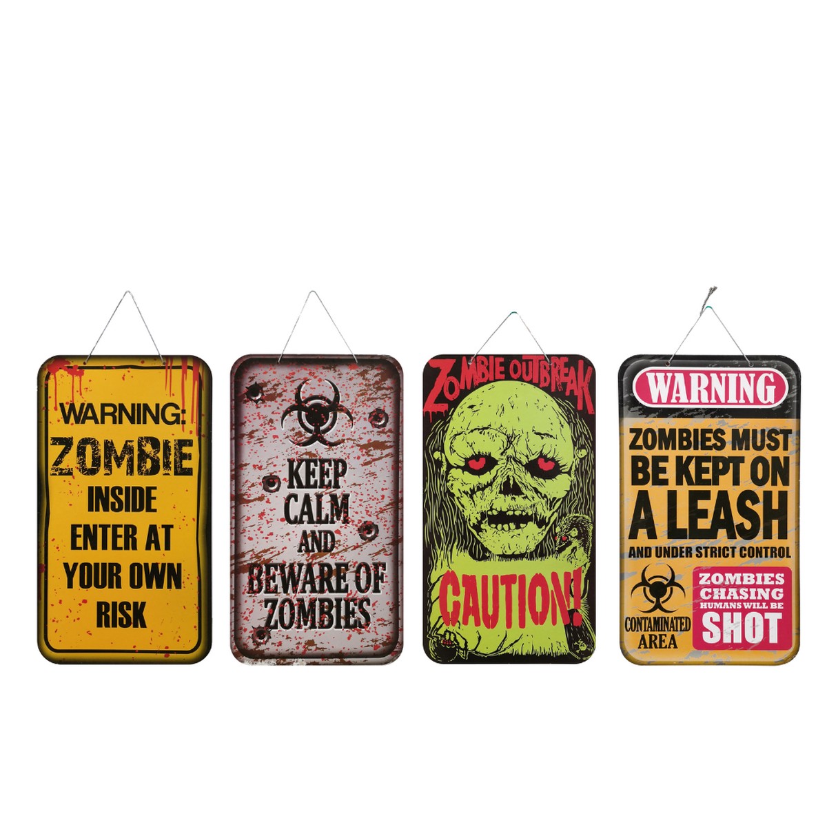 Zombie Warning Sign 40Cm Asst