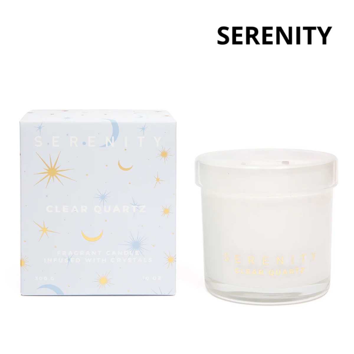 Crystal Candle 300g Healing Clear Quartz - Serenity