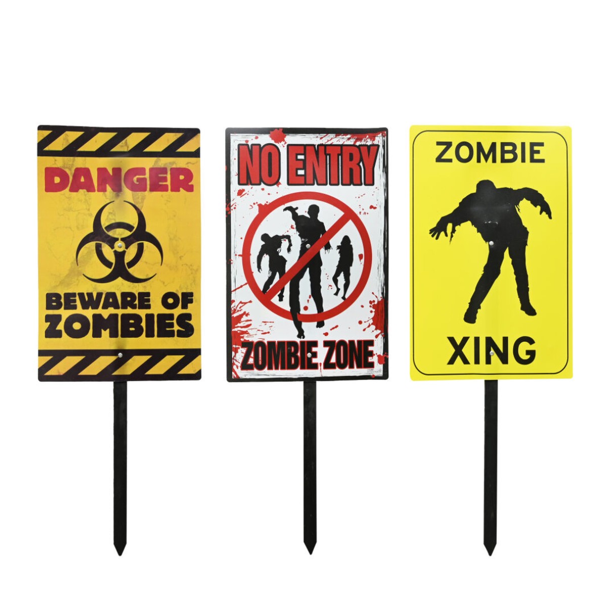 Zombie Warning Sign Stake 58cm Assorted
